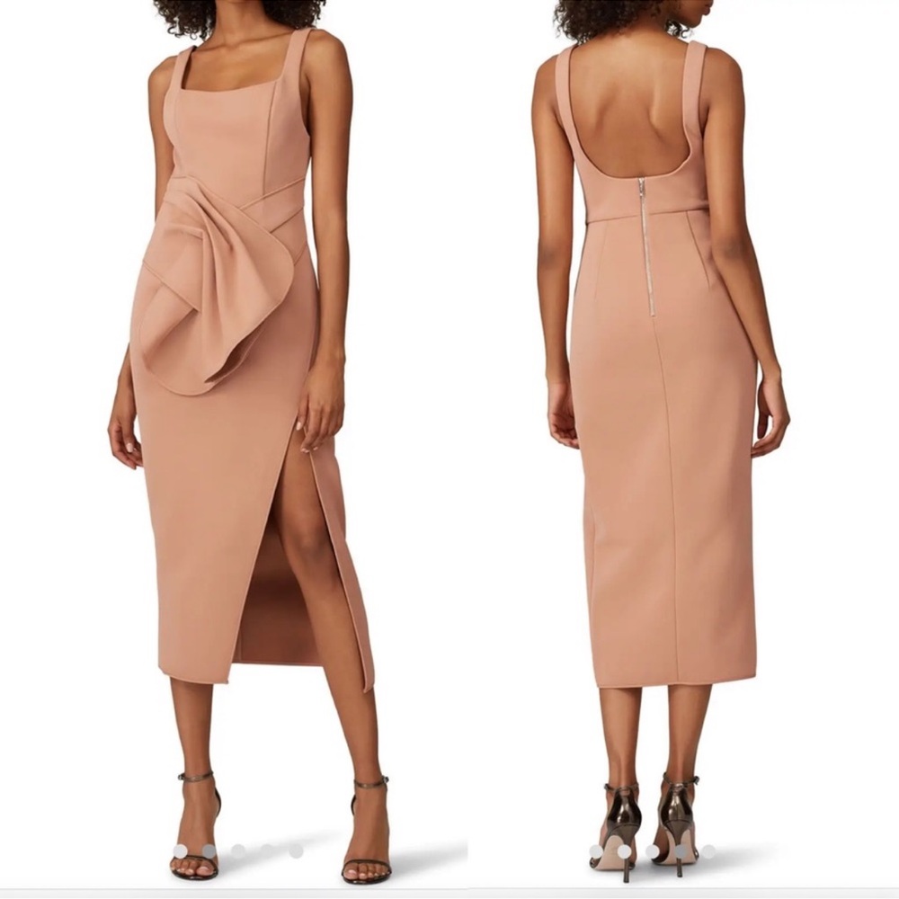 Acler Habana Midi Structurer Scuba Midi Dress with Side Slit